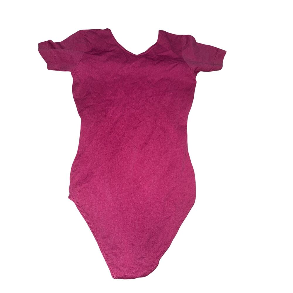 Vintage Danskin Magenta Short-Sleeve Ballet Leotard Bodysuit Medium USA